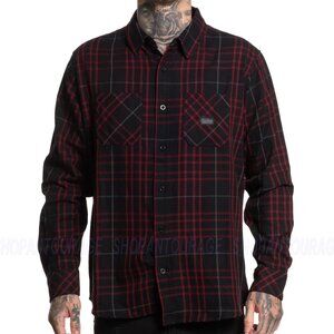 Sullen Art Collective Gridlock SCM6054 Long Sleeve Button Up Flannel Men`s Shirt